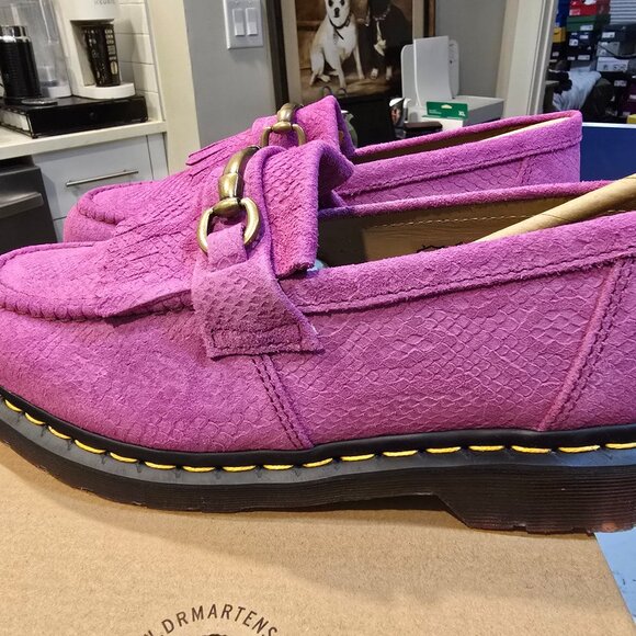 Dr. Martens Adrian Snaffle Repello Emboss Suede Kiltie Loafers Pink MENS SZ 10 - Picture 1 of 16